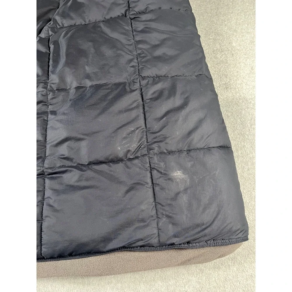 Eddie Bauer Fleece Lined Puffer Blanket Outdoor Camping Throw Black Taupe 50x60